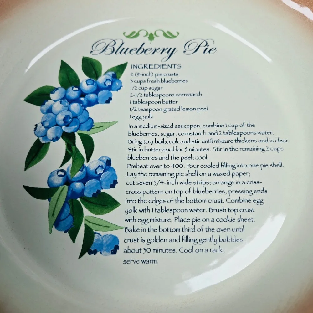 Nantucket Blueberry Pie Recipe Ceramic 10 Inch Deep Dish Scalloped Pie Plate